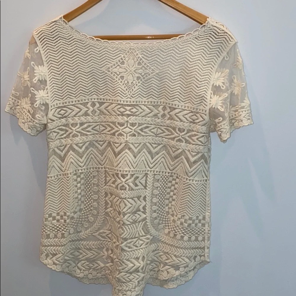 Anthropologie Meadow Rue Lace Short Sleeve Top